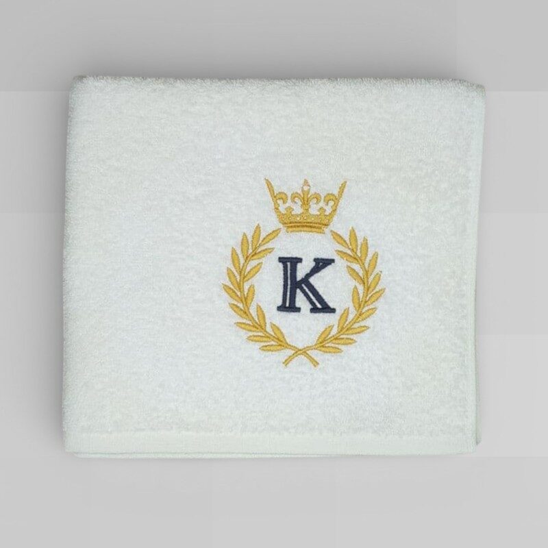 Рушник з монограмою "Літера, Лавровий вінок і Корона"